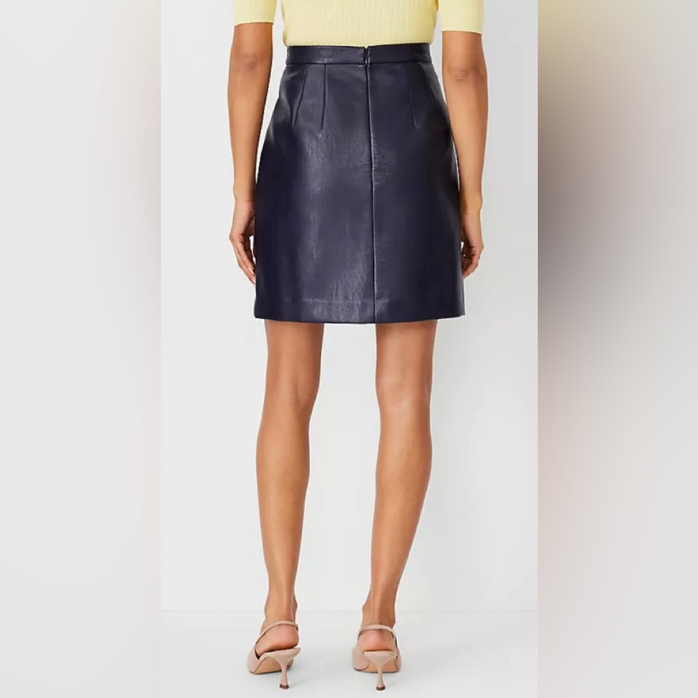 Ann Taylor vintage night deep indigo blue vegan leather mini size 2